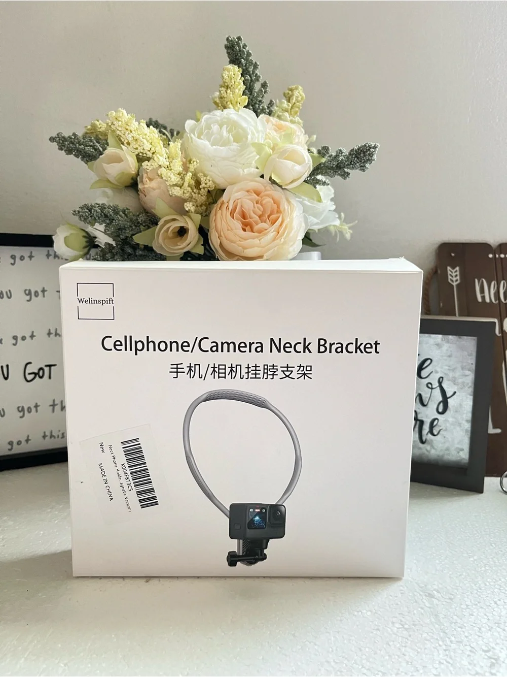 Welinspift Gray Cellphone/Camera Neck Bracket - Hands-Free Mount